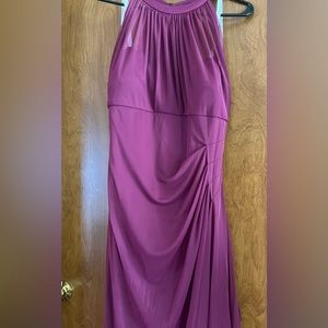 David’s Bridal Long Mesh with Illusion Halter Neckline Dress Style F15662